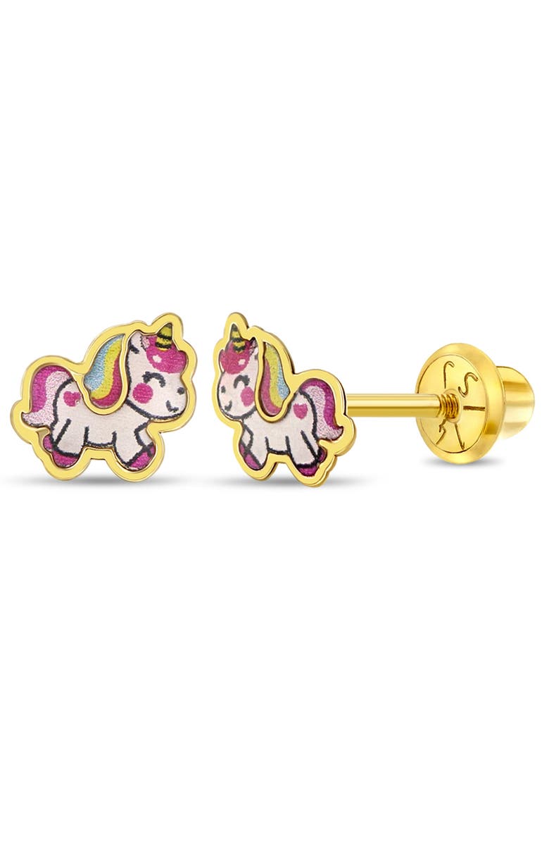 In Season Jewelry 14k Simply Unicorn Earrings, Main, color, Pink