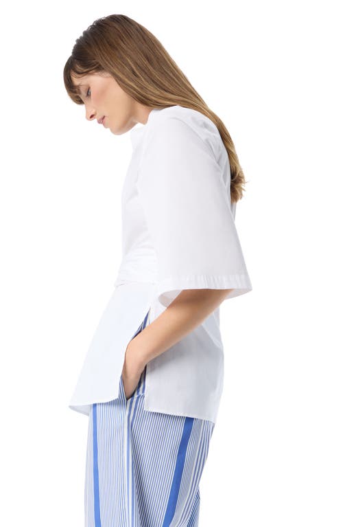 Do By Dee Ocleppo Esther Cotton Stretch Poplin Wrap Tunic In Optic White