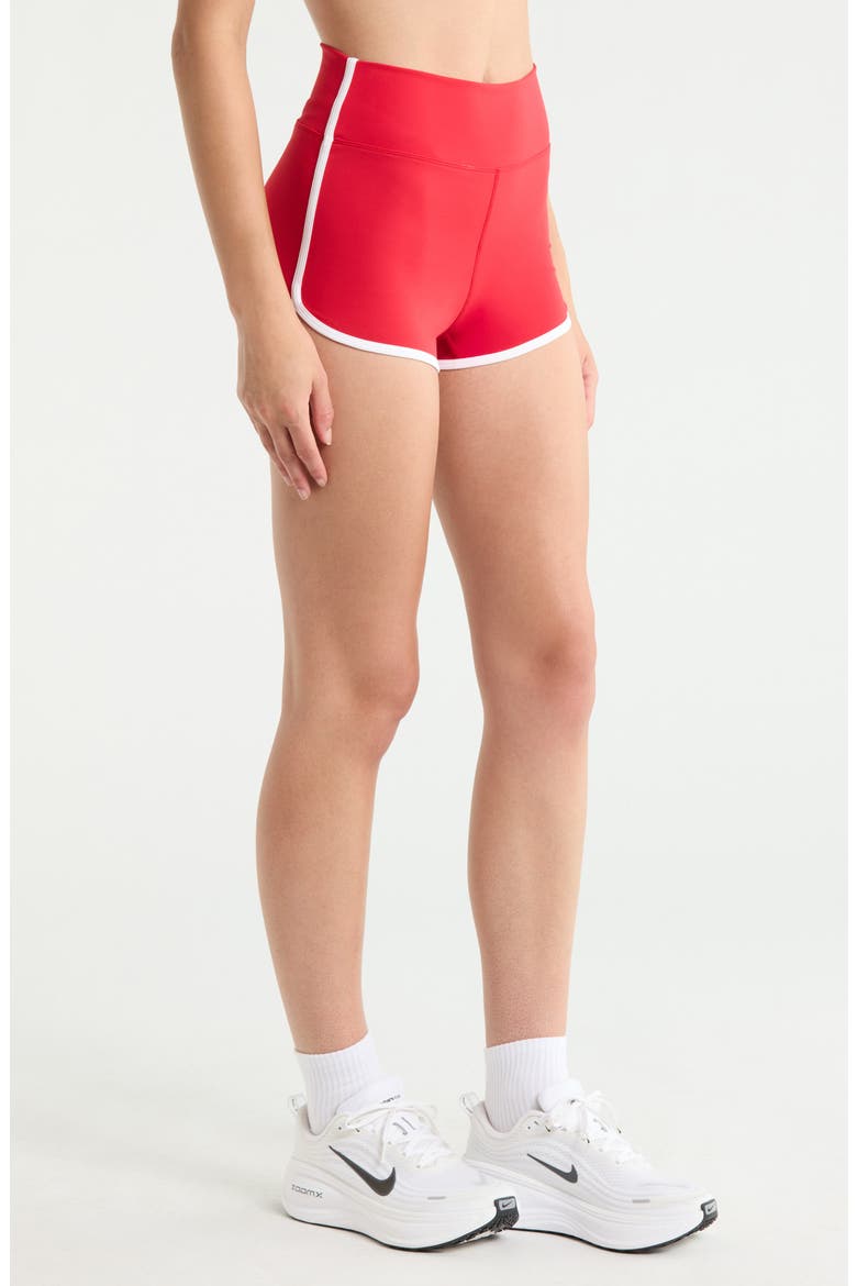 Sporty High Waist Shorts, Alternate, color, CHERRY/WHITE