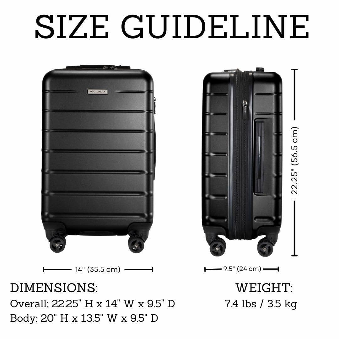 Ricardo Beverly Hills Cambria Hardside Luggage 20-inch Carry-On, Alternate, color, Black Pearl