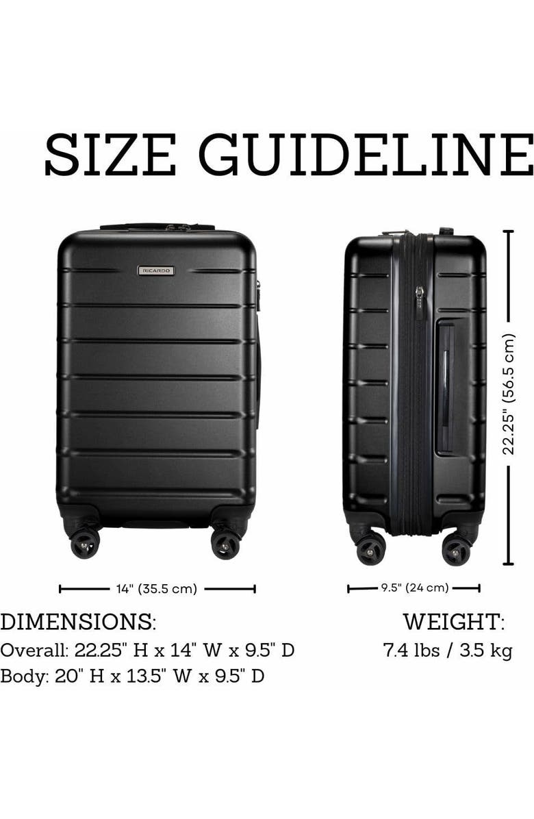 Ricardo Beverly Hills Cambria Hardside Luggage 20-inch Carry-On, Alternate, color, Black Pearl