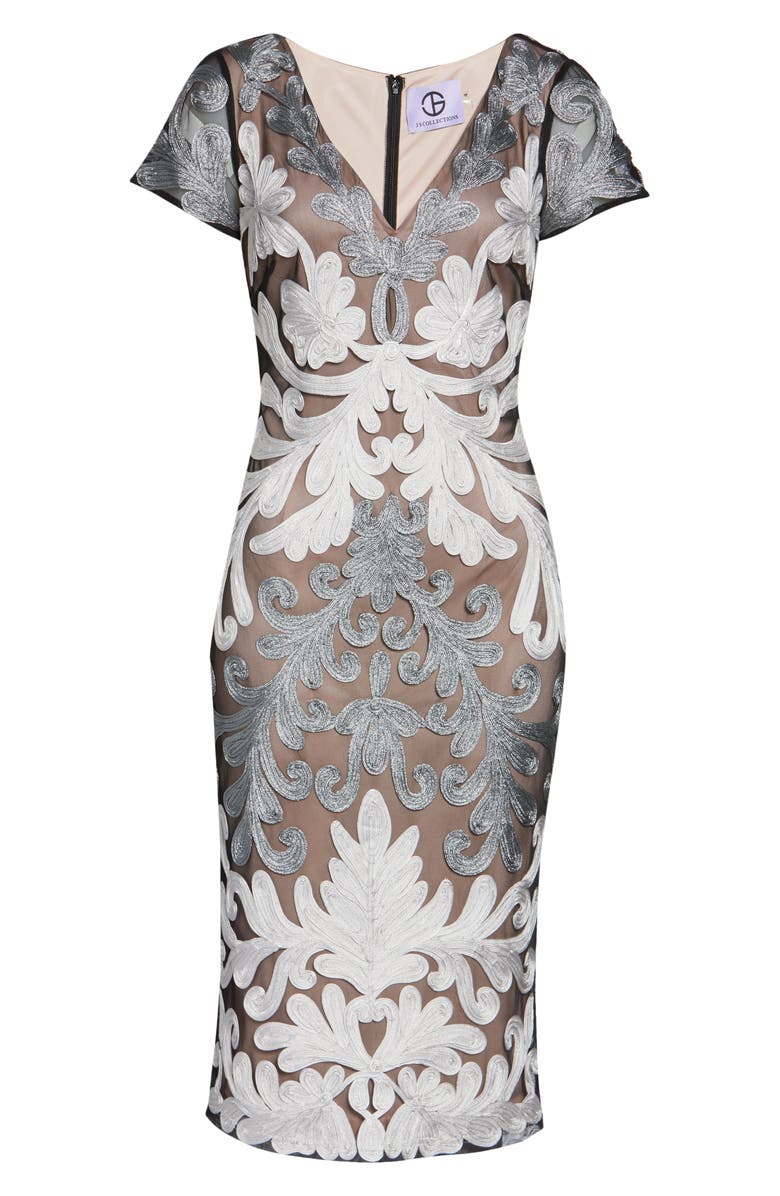 JS Collections Metallic Soutache Cocktail Dress, Alternate, color,