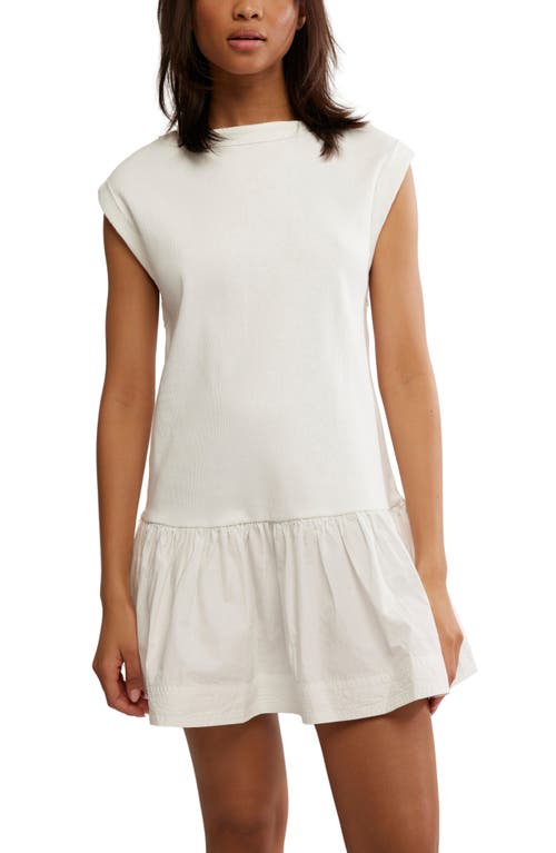 Free People Enya Mixed Media Minidress In Bright White