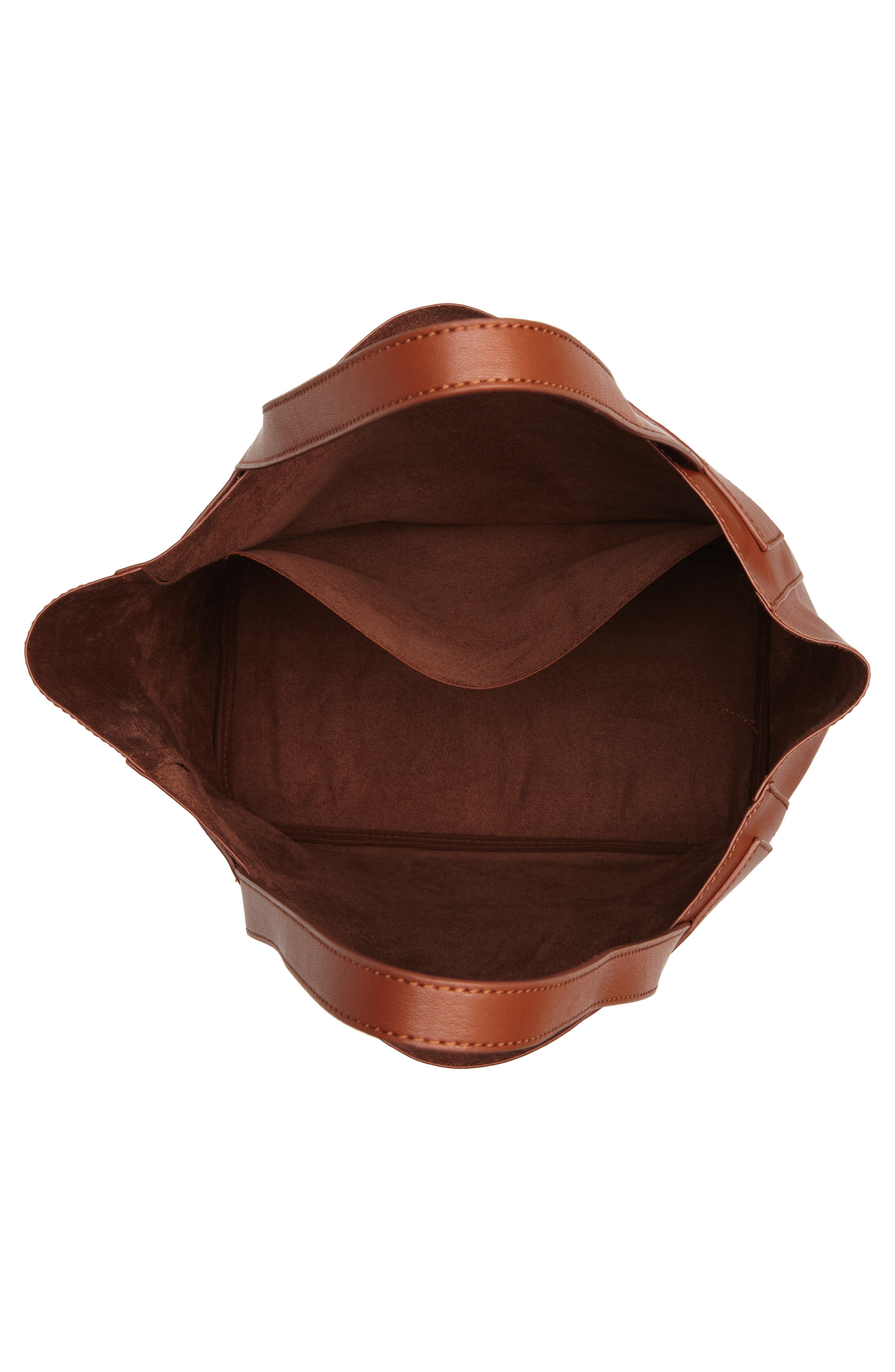 Stitched Faux Leather Tote, Alternate, color, COGNAC