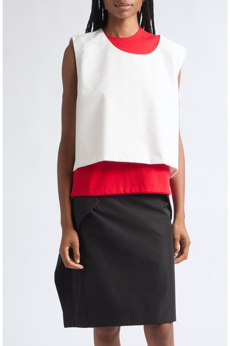 Double Layer Top, Main, color, WHITE/ RED
