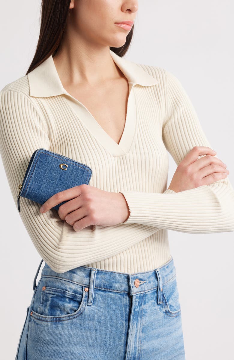 COACH Denim Bifold Wallet, Alternate, color, 