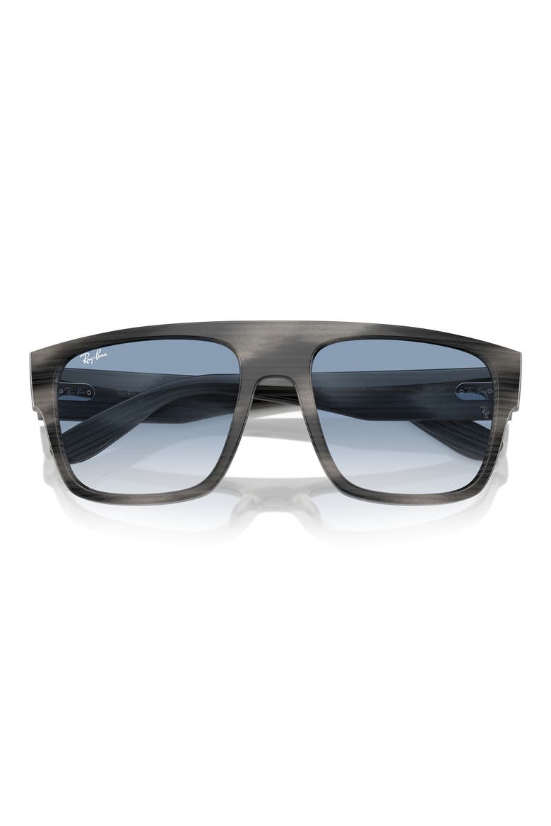 57mm Square Sunglasses, Alternate, color, BRNSTRPGRN