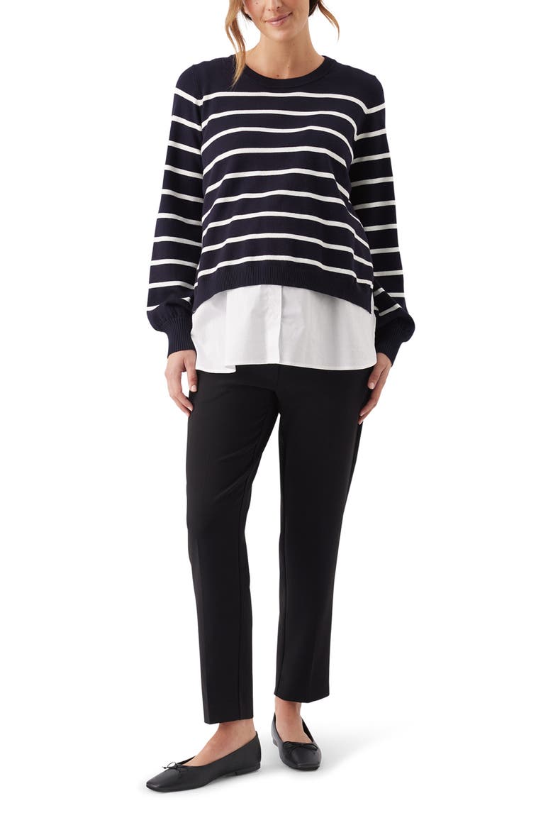 Anna Detachable Stripe Nursing Knit Sweater, Alternate, color, Midnight / White