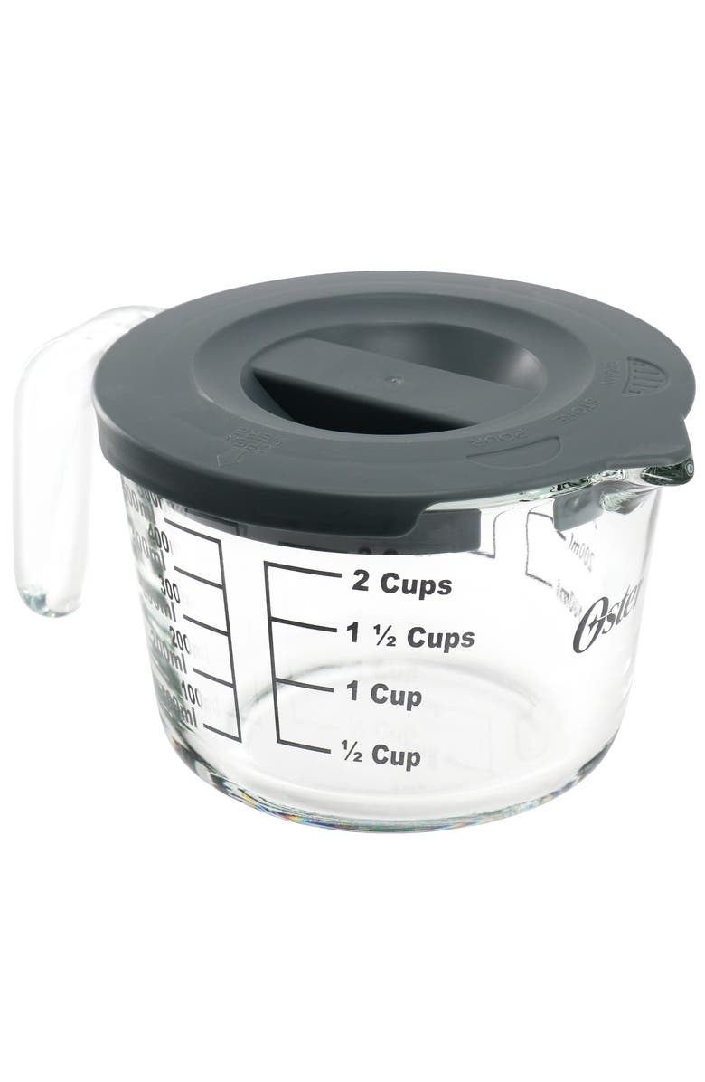 OSTER Coolidge 16 Ounce Glass Measuring Cup with Lid, Main, color, Grey