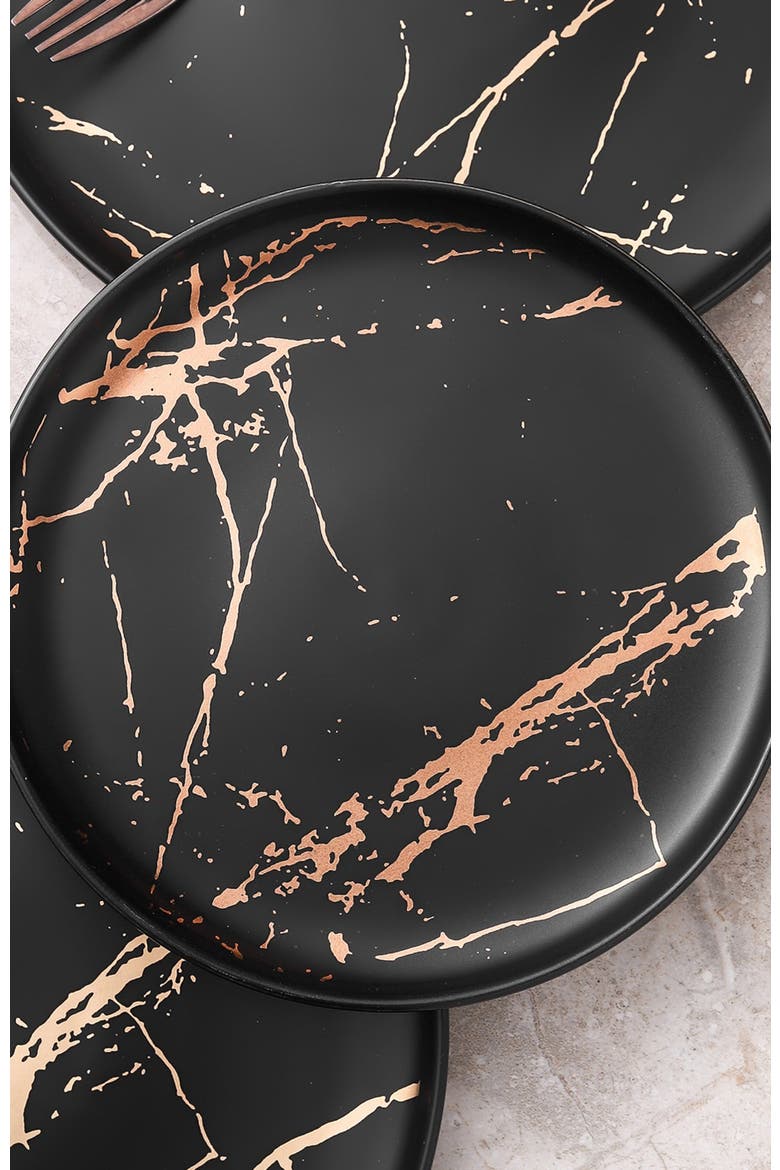 Zora Porcelain 4-Piece Salad Plate Set, Alternate, color, Black