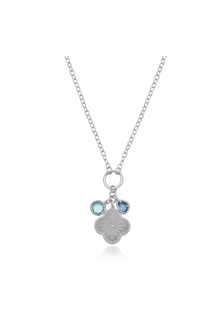 Clover Blue Charm Necklace, Main, color, Sterling Silver