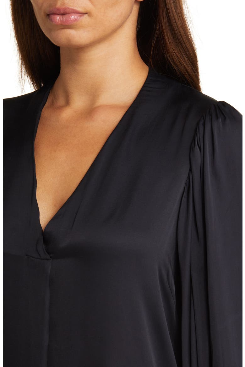 Nalo Long Sleeve Satin Shift Dress, Alternate, color, BLACK