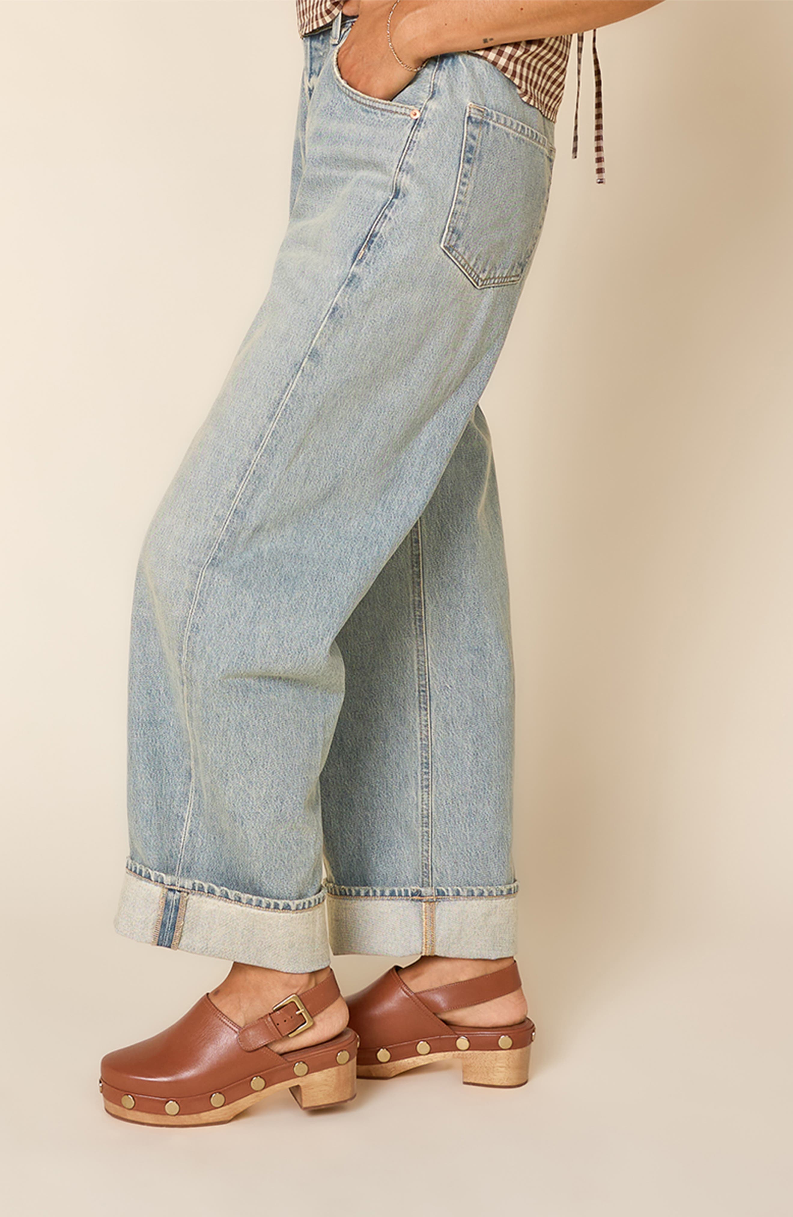 Jona Slingback Platform Studded Clog, Alternate, color, Luggage