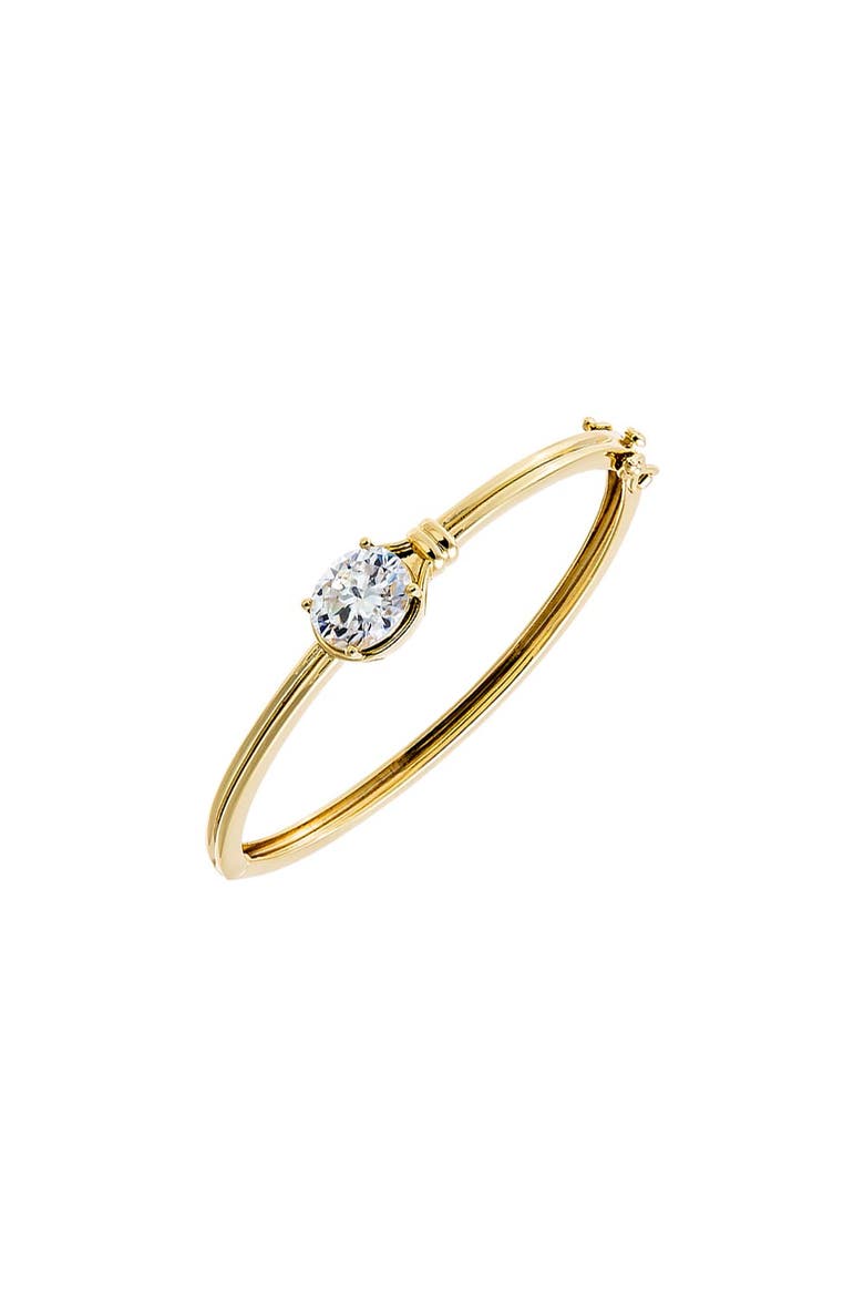 Moissanite Bezel Oval Center Stone Bangle, Main, color, Gold
