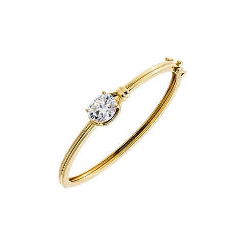Moissanite Bezel Oval Center Stone Bangle