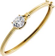 BY ADINA EDEN Moissanite Bezel Oval Center Stone Bangle