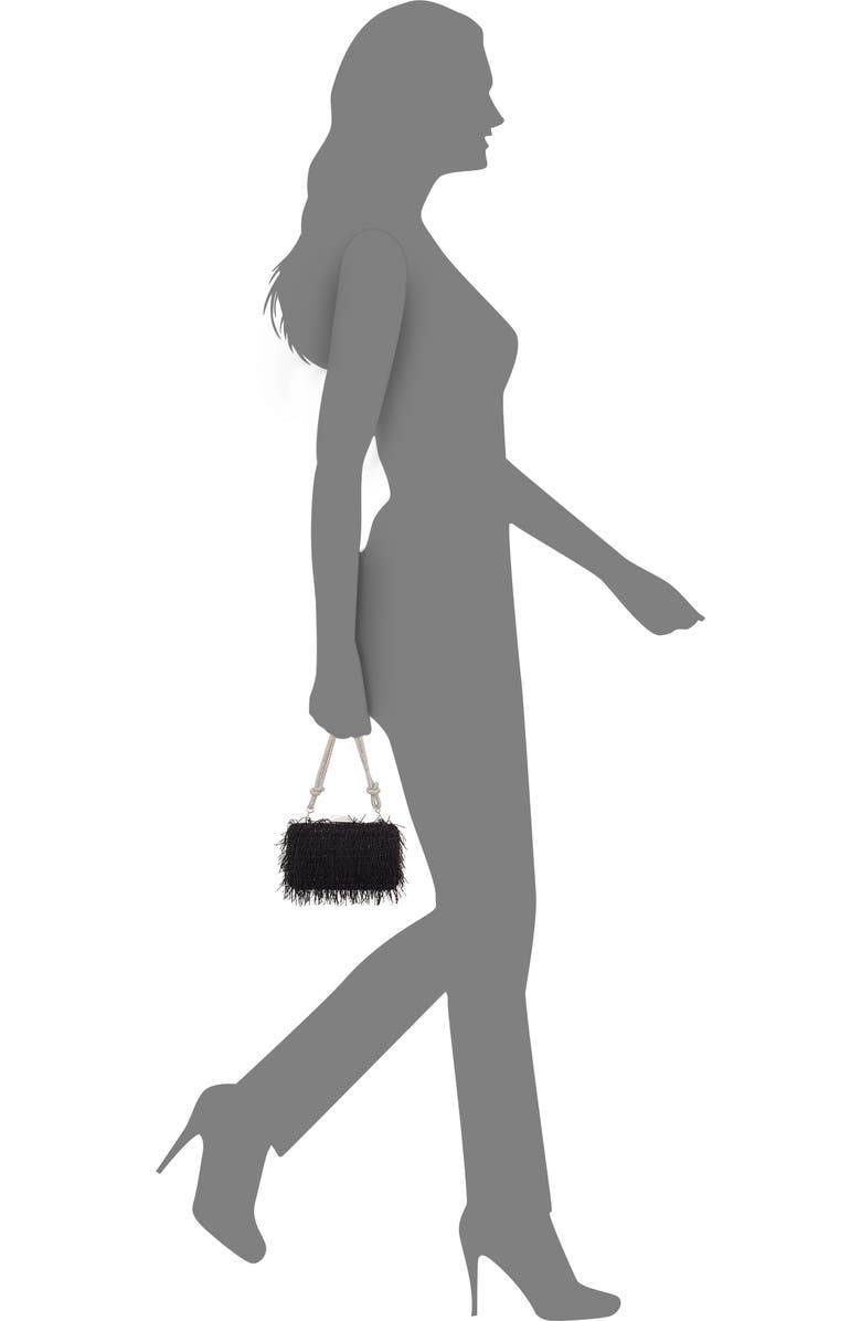 Nina Fringe Crystal Cord Minaudiere, Alternate, color, Black