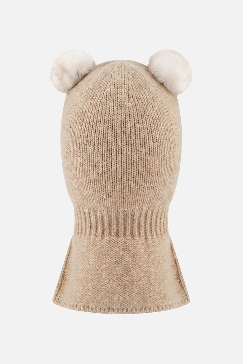 Bear Ear Fleece Lined Knit Balaclava, Alternate, color, Light Taupe