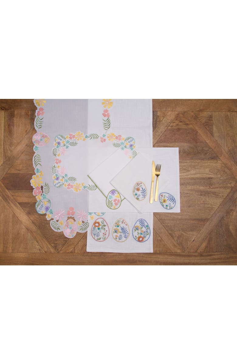 C&F Home Floral Easter Egg 100% Cotton Embroidered Table Runner 14" x 72", Alternate, color, Orange