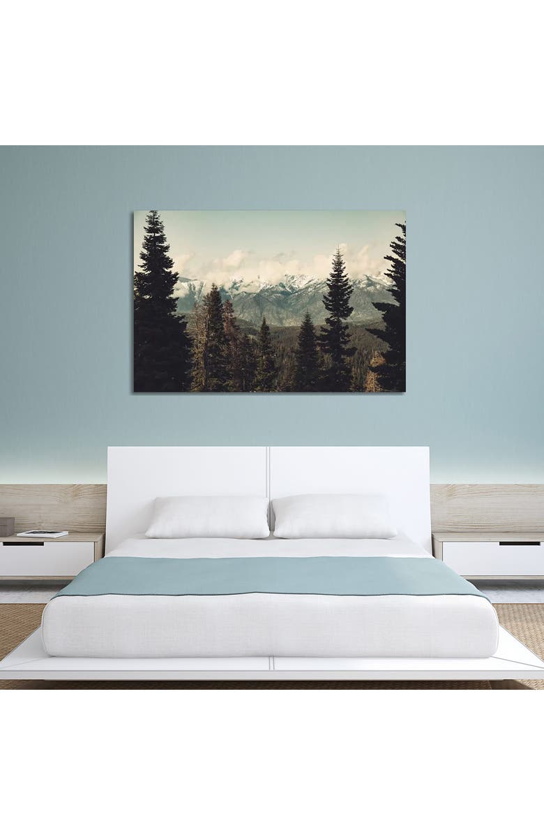 iCanvas Snow Capped Sierra Mountains And Fir Trees In Sequoia National Park California by Nature Magick Canvas Wall Art, Alternate, color, Mountain Forest