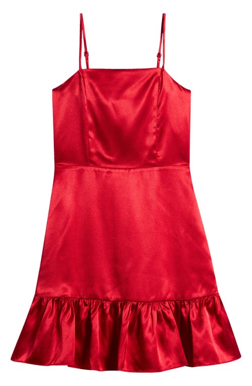 Ava & Yelly Kids' Ruffle Satin Dress in Red 