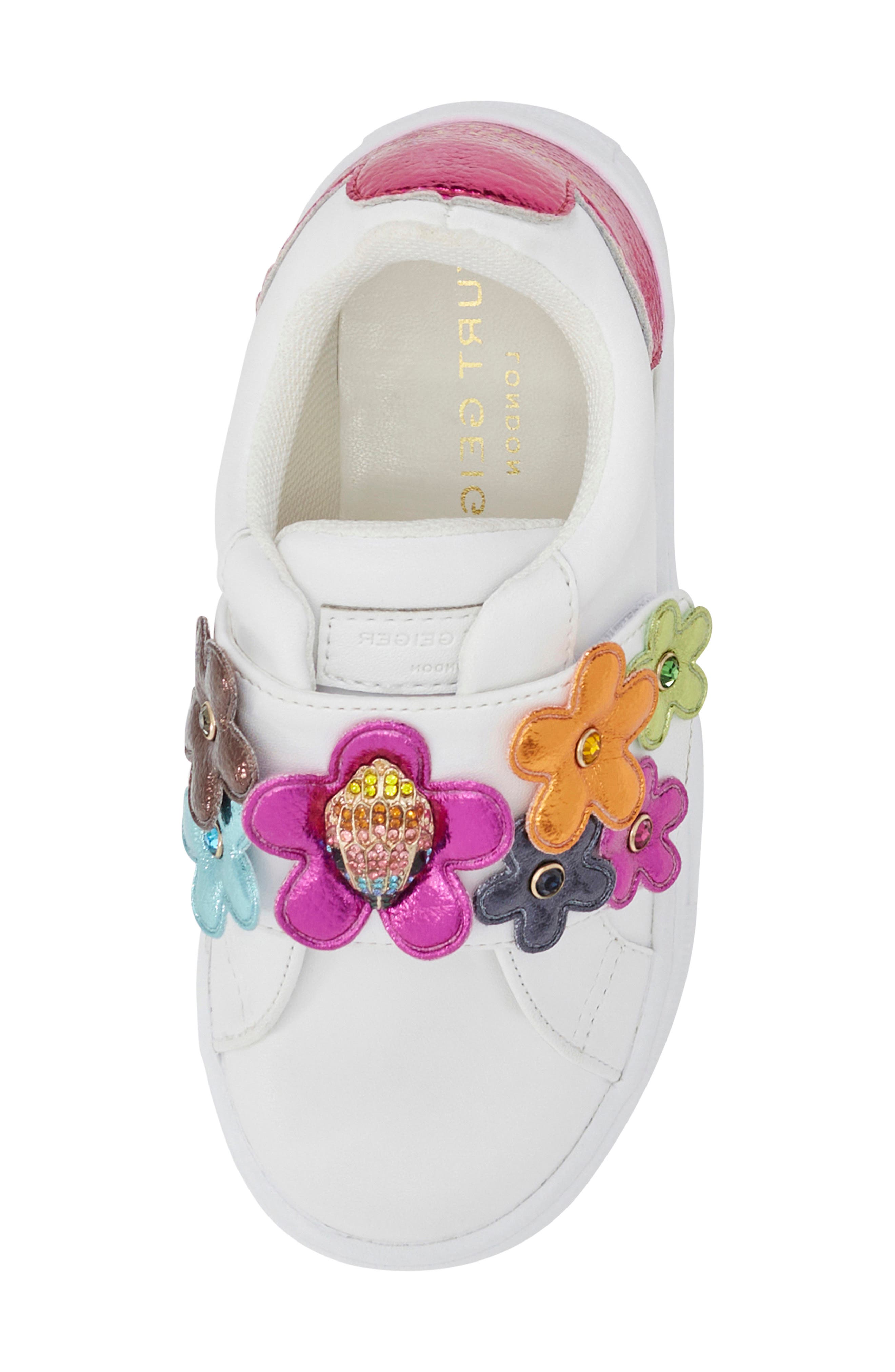 Kurt Geiger London Kids
 Mini Flower Appliqué Petal Platform Sneaker, Alternate, color, White Multi