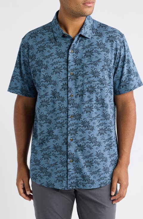 Comfortknit Floral Short Sleeve Button-Up Shirt