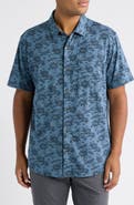 TravisMathew Comfortknit Floral Short Sleeve Button-Up Shirt