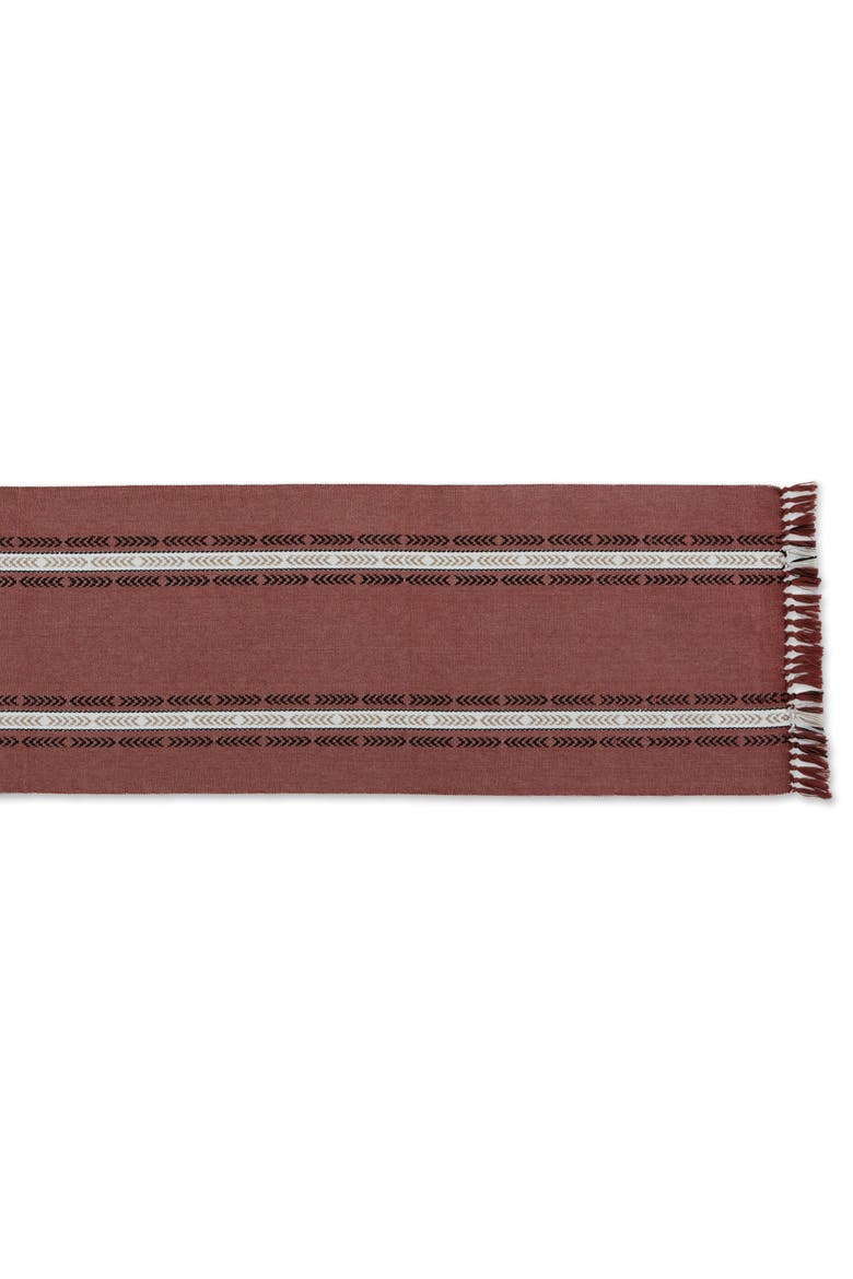 Striped Fringe Ribbed Table Runner, Alternate, color, Clay
