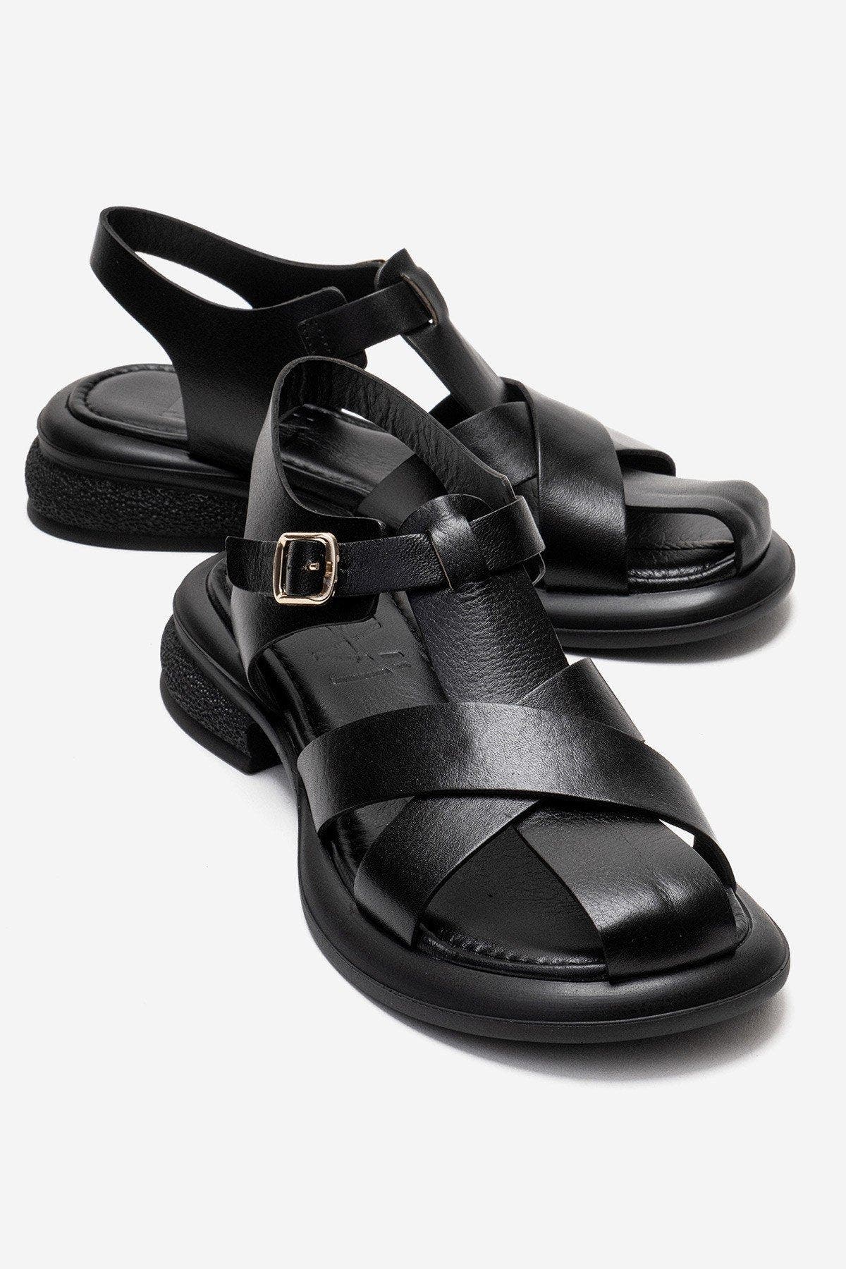 Forever & Always Shoes Guido Leather Sandal, Main, color, Black