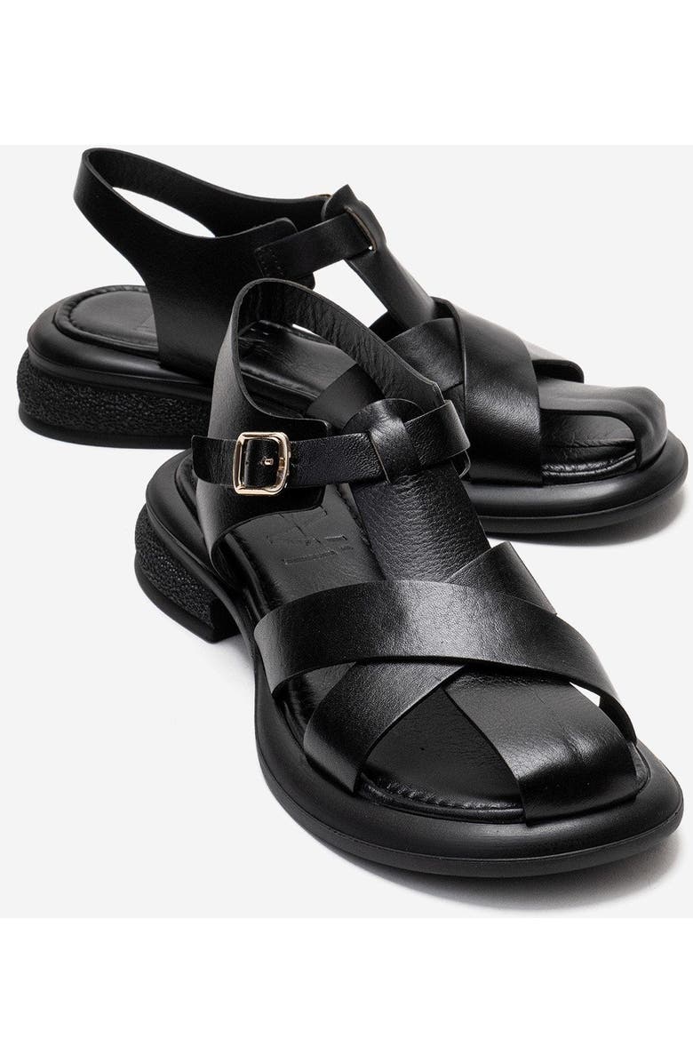 Forever & Always Shoes Guido Leather Sandal, Main, color, Black
