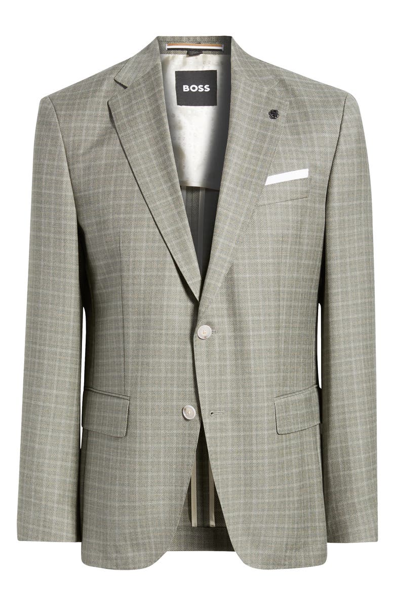 BOSS Hutson Plaid Wool Sport Coat, Alternate, color, Medium Green