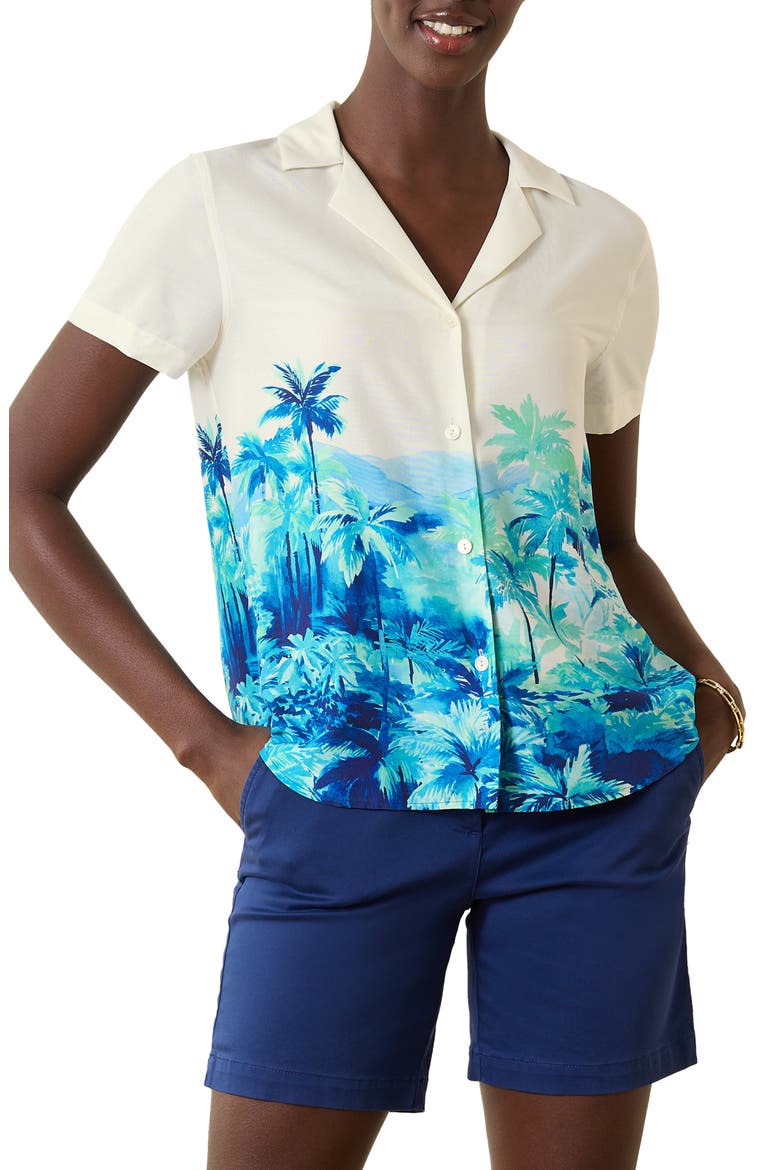 Oceanside Views Silk Camp Shirt, Main, color, COCONUT