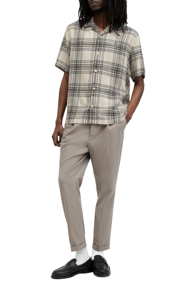 AllSaints Padres Plaid Camp Shirt, Alternate, color, Jet Black