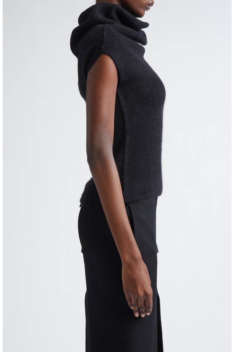Crater Alpaca & Wool Blend Funnel Neck Sweater, Alternate, color, BLACK
