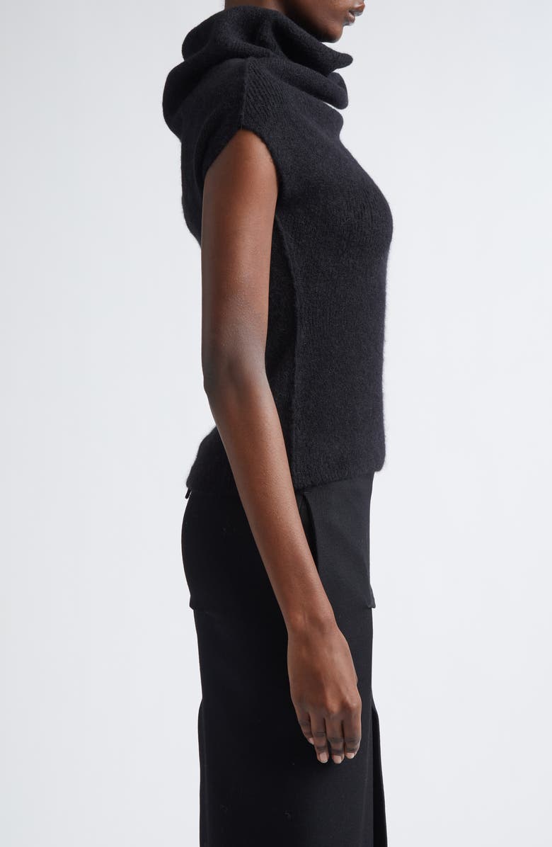 Rick Owens Crater Alpaca & Wool Blend Funnel Neck Sweater, Alternate, color, Black