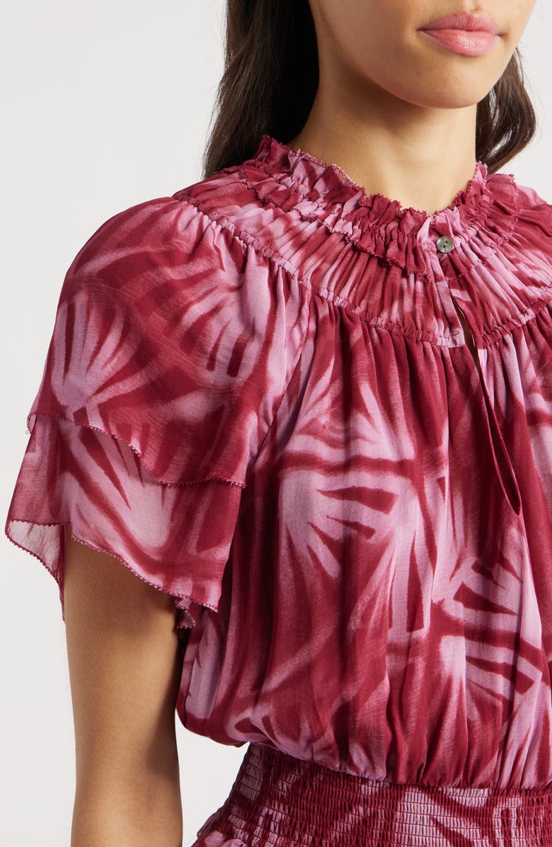 Rails Terrin Botanical Print Ruffle Dress, Alternate, color, Bahia