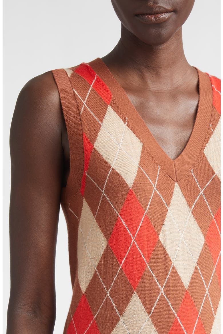 Argyle Plaid Wool Blend Sweater Vest, Alternate, color, CAMEL/ RUST / PERSIMMON MULTI