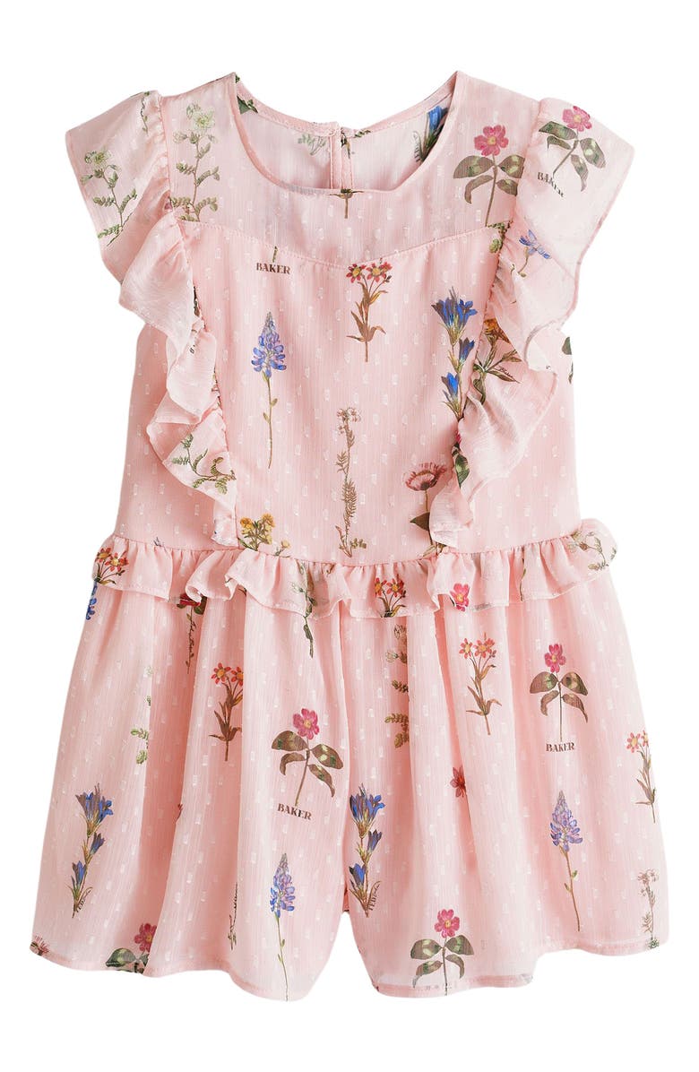 Baker by Ted Baker Kids' Dobby Romper, Main, color, Pink