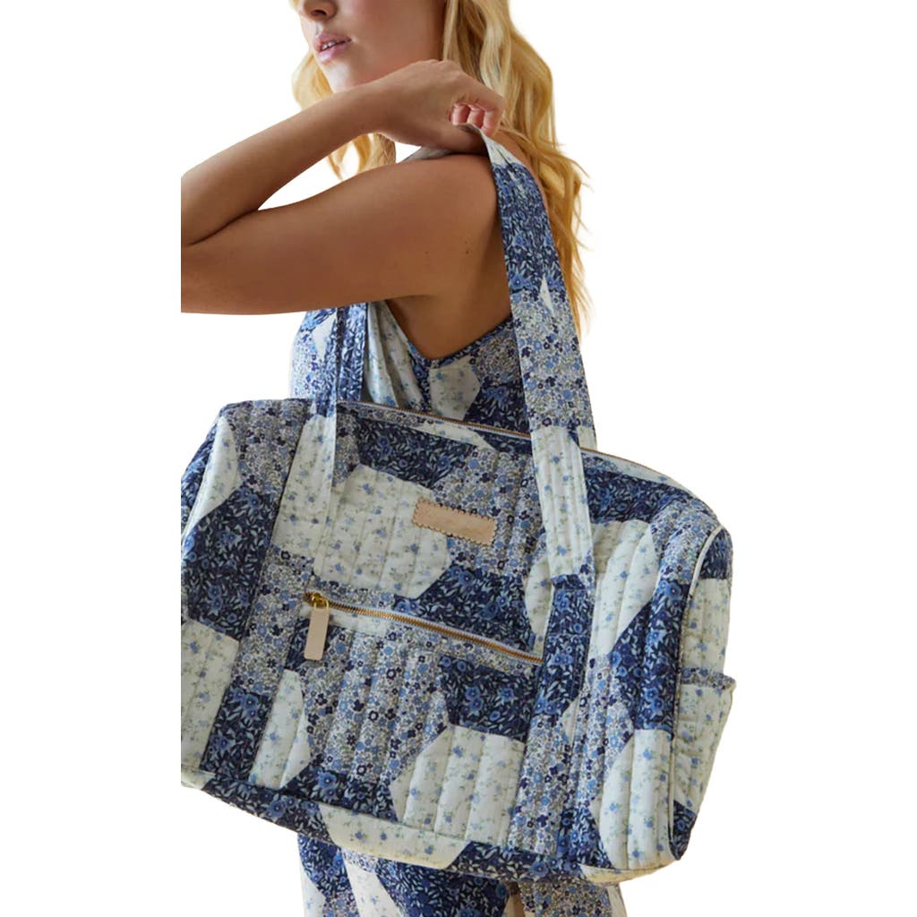 Lily And Lionel London Patchwork Print Overnight Bag In Blue