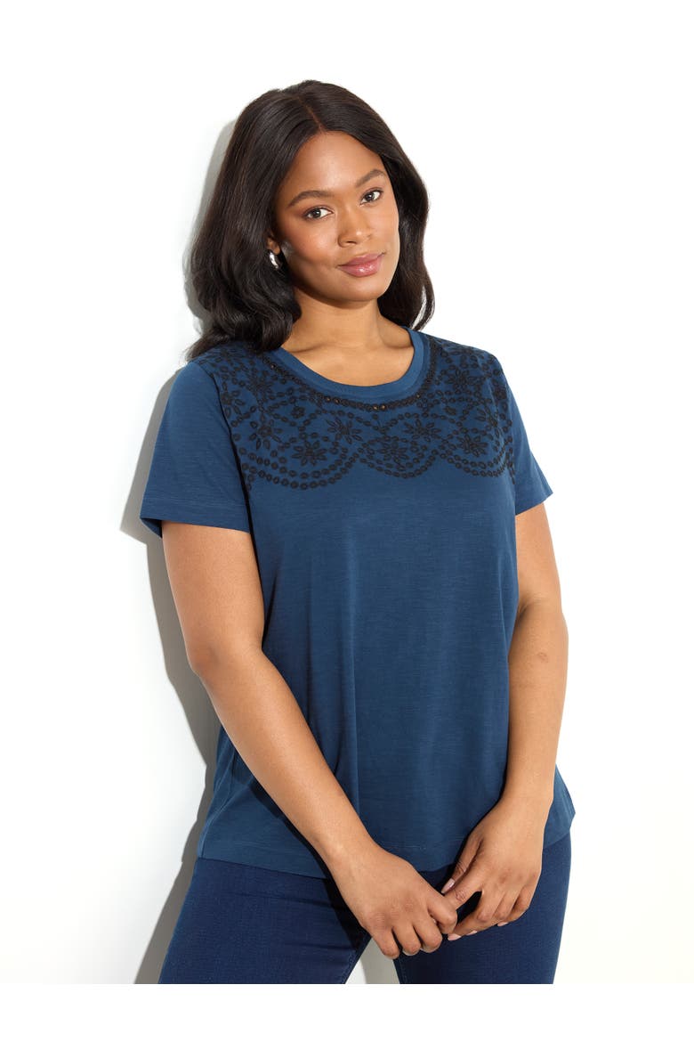 Jersey Embroidered T - Shirt, Main, color, Blue