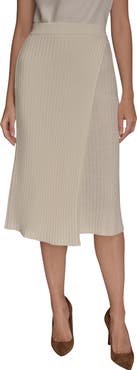 Donna Karan New York Wrap Rib Midi Sweater Skirt