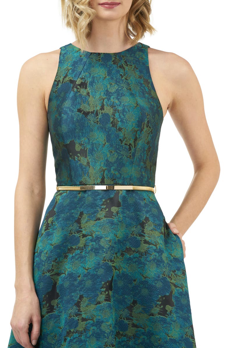 Kay Unger Floral Jacquard Evening Gown, Alternate, color, 