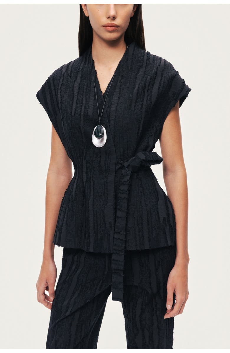 Nocturne Textured Belted Vest, Main, color, Black