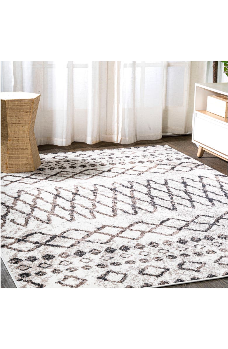 JONATHAN Y Aksil Moroccan Diamond Area Rug, Alternate, color, Ivory/Brown