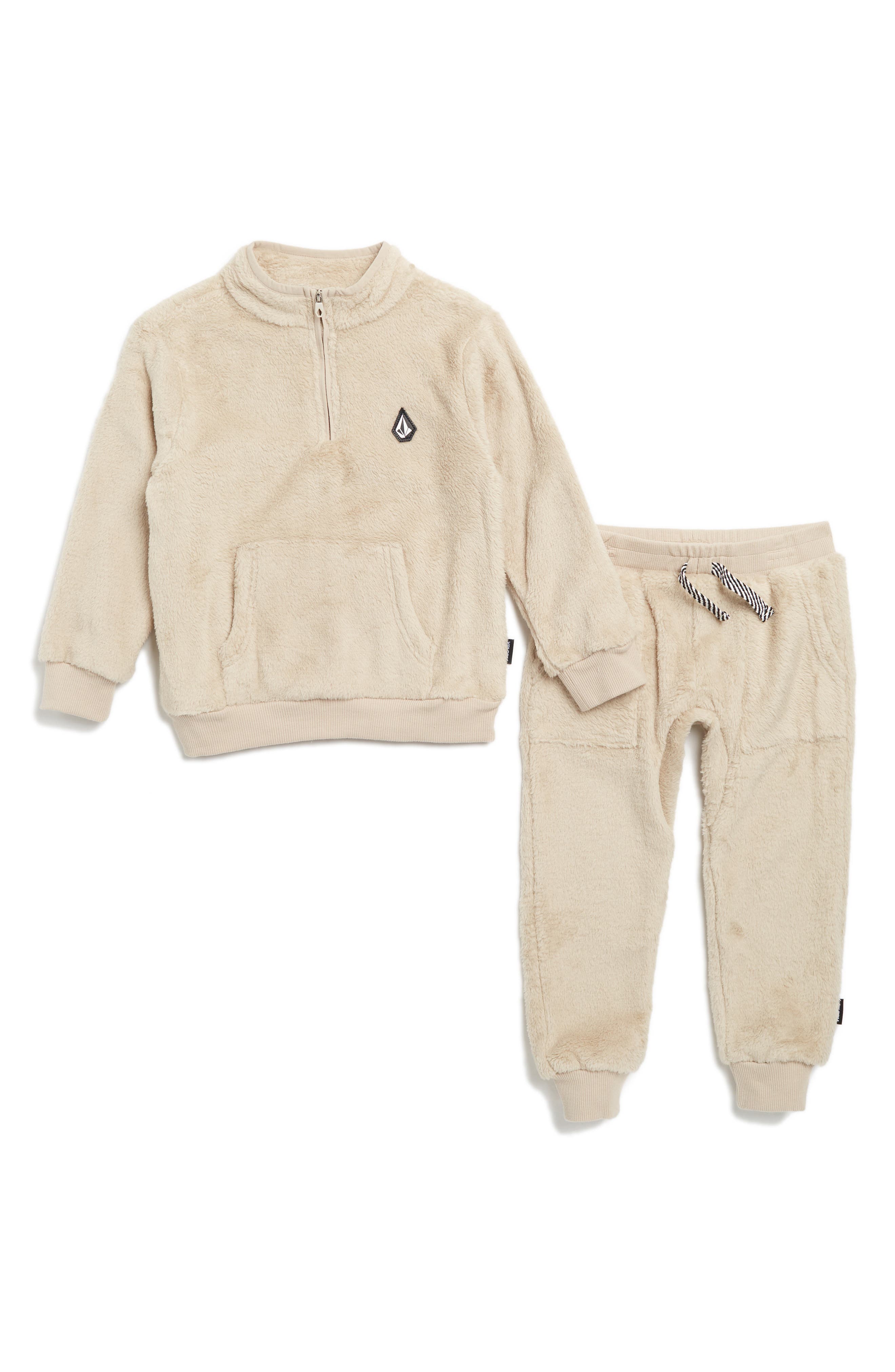 VOLCOM BABY Kids' Plush Quarter Zip Pullover & Joggers Set | Nordstromrack
