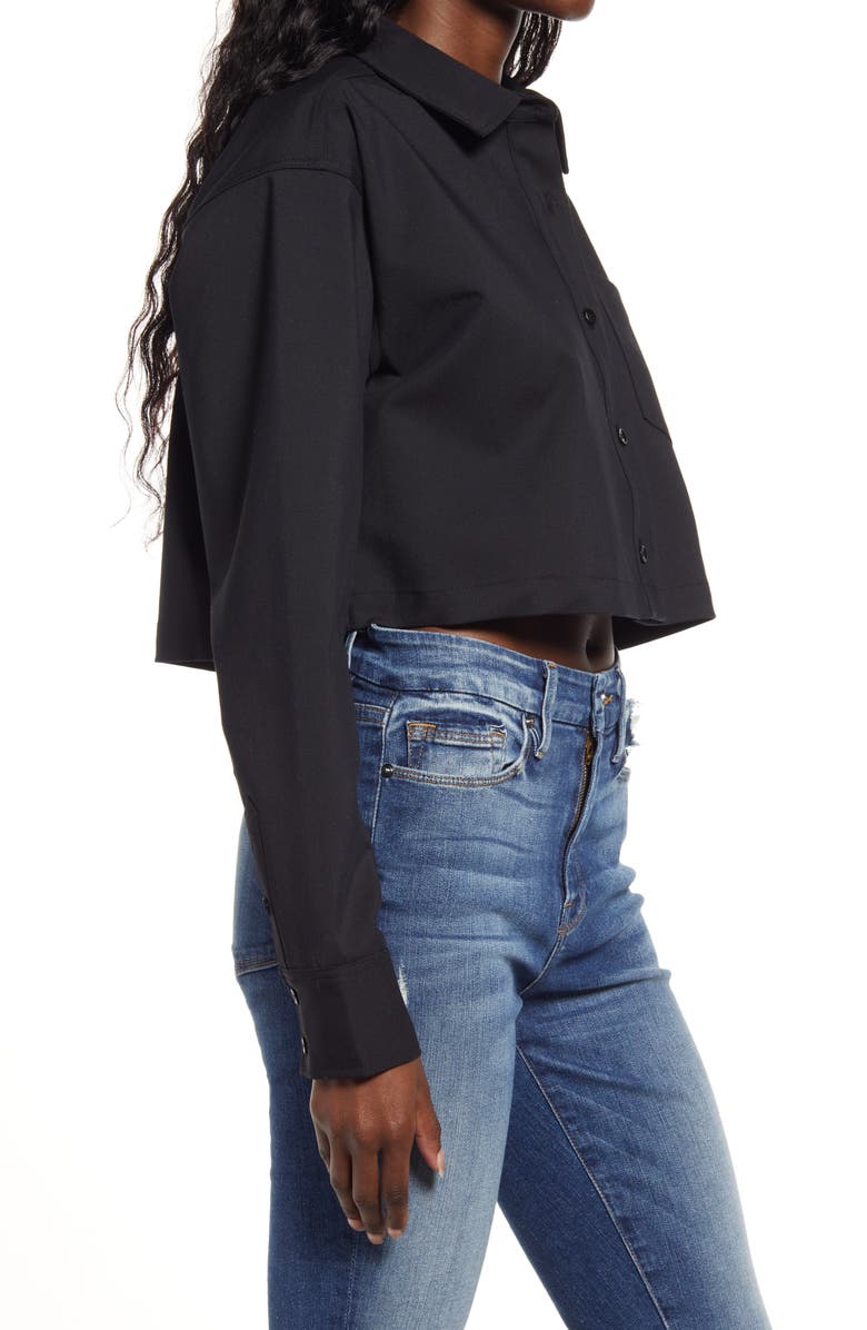 Good American Boxy Crop Button-Up Shirt, Alternate, color, 