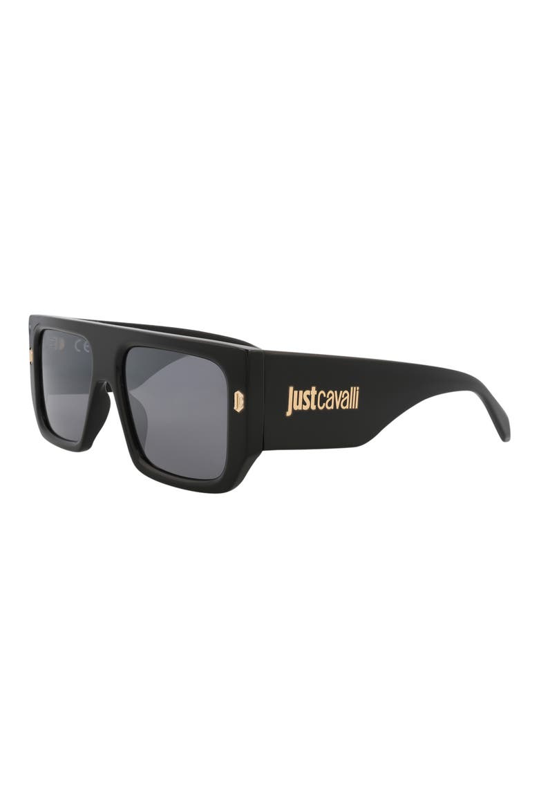 56mm Rectangular Sunglasses, Alternate, color, BLACK BLACK SMOKE