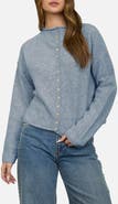 Blu Pepper Raw Edge Mock Neck Cardigan