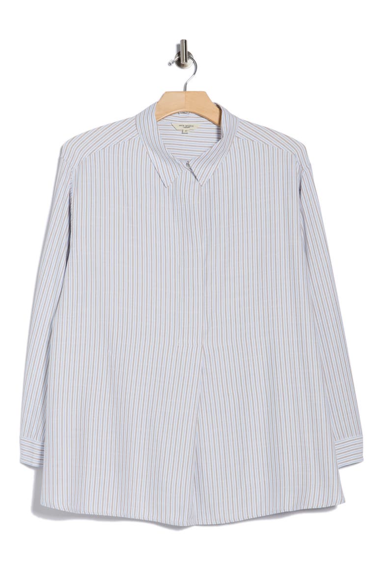 Stripe Popover Tunic, Alternate, color, WHITE/ BROWN/ BLUE STRIPE